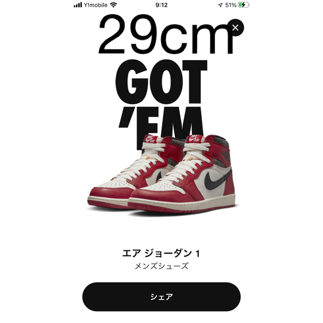 29cm エアジョーダン1 シカゴ　OG AJ1 Chicago NIKE