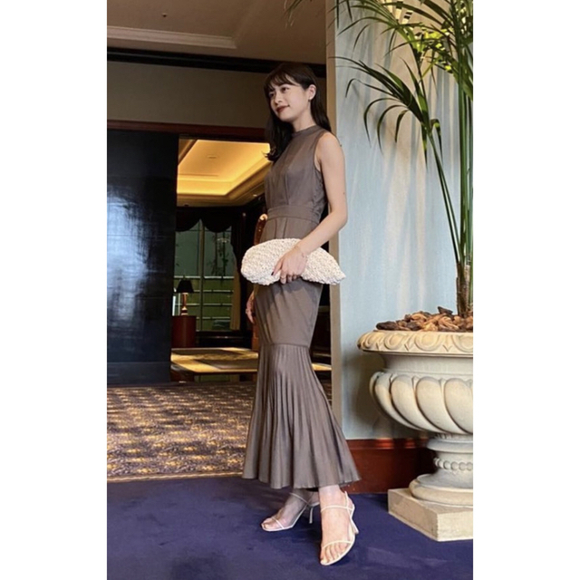 L'Or Mermaid Pleats Dress Brown M