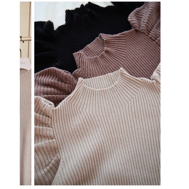 Her lip to(ハーリップトゥ)のVolume Sleeve Rib Knit Top レディースのトップス(ニット/セーター)の商品写真