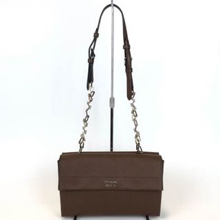 セール 美品 PRADA プラダ サフィアーノ ショルダーバッグ チェーンバッグ キュイール 牛革 レザー ブラウン レディース ファッション BT0992 USED