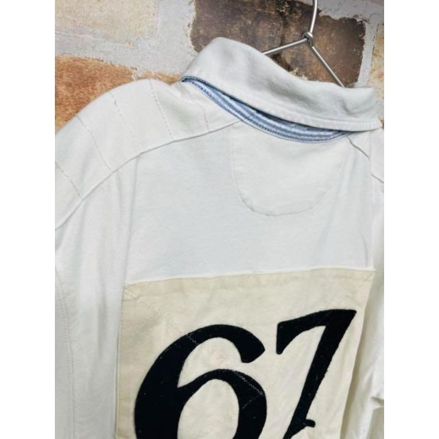 ビンテージ品　90's ラルフローレン ラガーシャツ ポロシャツ 150cm 白