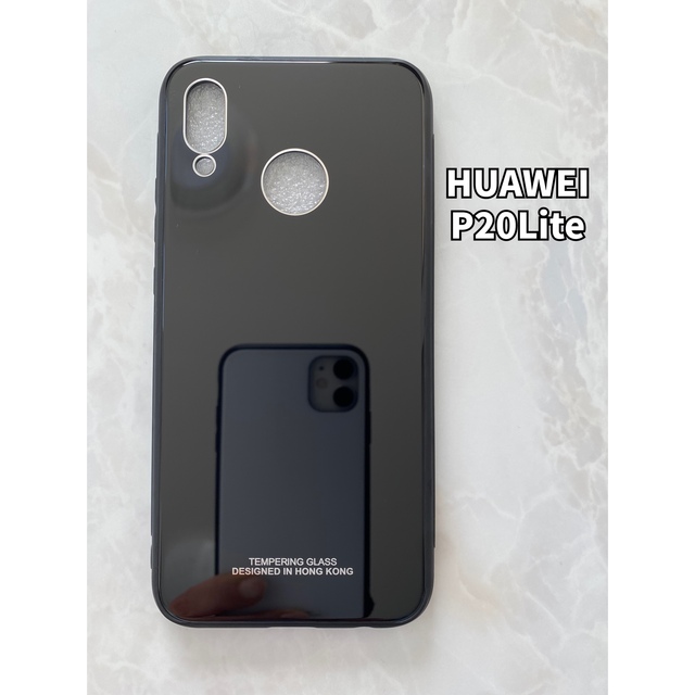 HUAWEI(ファーウェイ)のシンプル&可愛い耐衝撃背面9HガラスケースHUAWEIP20Lite ホワイト白 スマホ/家電/カメラのスマホアクセサリー(Androidケース)の商品写真