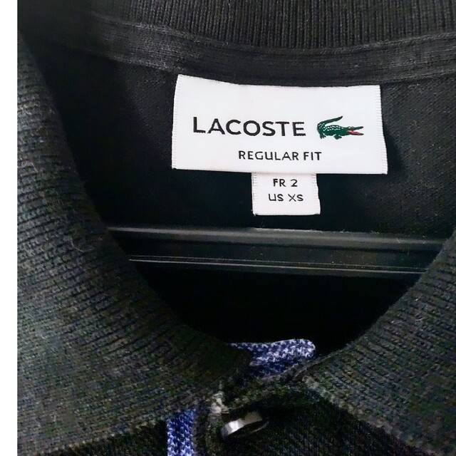 LACOSTE(ラコステ)のLACOSTE ラコステ コントラストアクセントデザインポロシャツ ブラック メンズのトップス(ポロシャツ)の商品写真