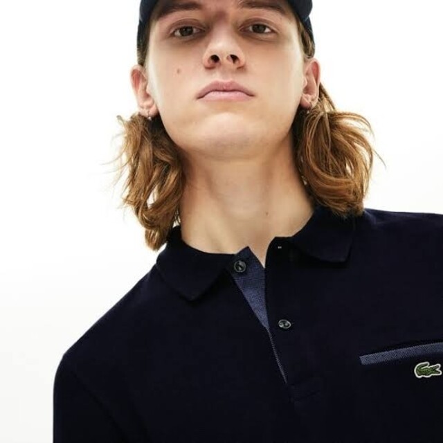 LACOSTE(ラコステ)のLACOSTE ラコステ コントラストアクセントデザインポロシャツ ブラック メンズのトップス(ポロシャツ)の商品写真