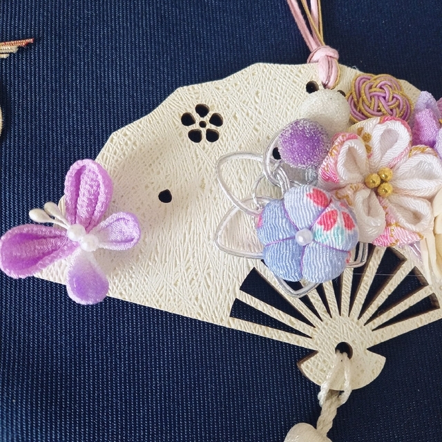 煌扇❁*.゚ちりめん華細工♡梅桜❁*.゚