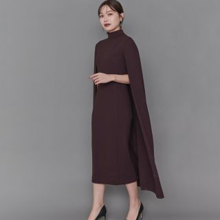 ノーブル(Noble)のL’or - Cape Georgette Dress Sサイズ　ブラウン(ミディアムドレス)