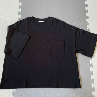ジーユー(GU)のGUヘビーウェイトT 5分袖（黒）(Tシャツ(半袖/袖なし))
