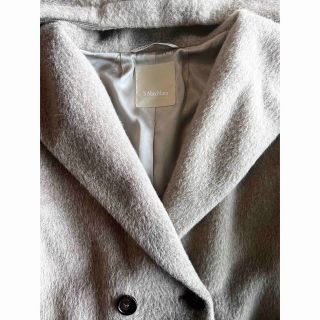 【美品】S Max Mara ノーカラーコート アルパカ混 ツイード 上品 L