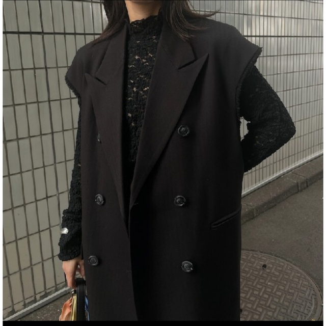 AMERI HERRINGBONE LONG JACKET VEST - ベスト