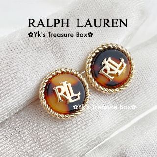 ラルフローレン(Ralph Lauren)のG563/RALPH LAUREN/琥珀色ゴールドRLLロゴスタッドピアス(ピアス)