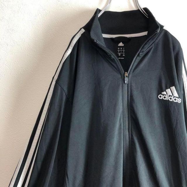 adidas アディダス ワンポイント 刺繍ロゴ トラックジャケット 黒