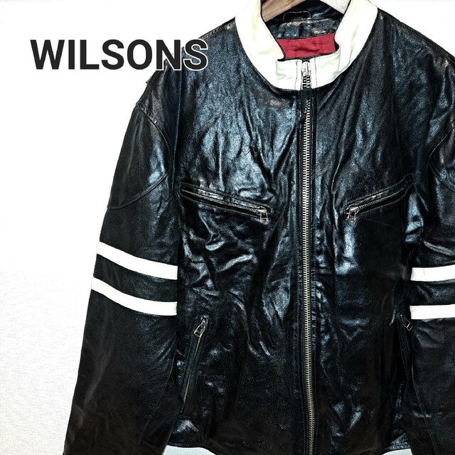 【稀少】WILSONS LEATHER、M.JULIAN、裏地プリント メンズのジャケット/アウター(ライダースジャケット)の商品写真