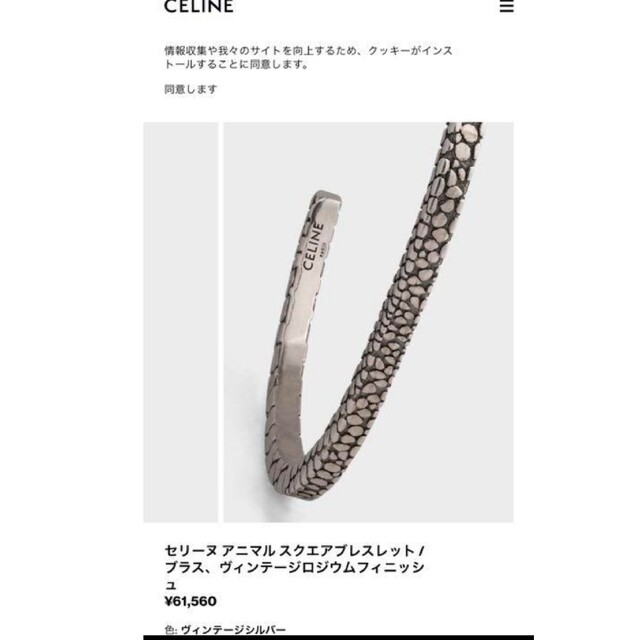 CELINE　アニマルスクエアブレスレット　シルバー　Ｃ4