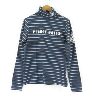 パーリーゲイツ(PEARLY GATES)の PEARLY GATES パーリーゲイツ ハイネックネックボーダーシャツ ネイビー系 0 コットン 他 ゴルフ トップス レディース AM3737A46 (シャツ/ブラウス(半袖/袖なし))