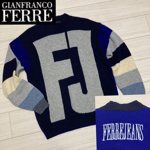 Gianfranco FERRE(ジャンフランコフェレ)の90s Vintage■ジャンフランコ フェレ ジーンズ■デカロゴニットセーター メンズのトップス(ニット/セーター)の商品写真