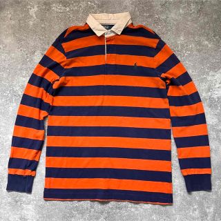 ポロラルフローレン(POLO RALPH LAUREN)の90s ラルフローレン ワンポイントロゴ刺繍入りラガーシャツ　太ボーダー(ポロシャツ)