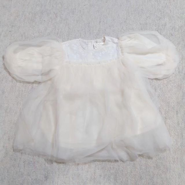 100cm　バルーン袖ワンピース　レース　クリスマス　結婚式　妖精　ドレス キッズ/ベビー/マタニティのキッズ服女の子用(90cm~)(ワンピース)の商品写真