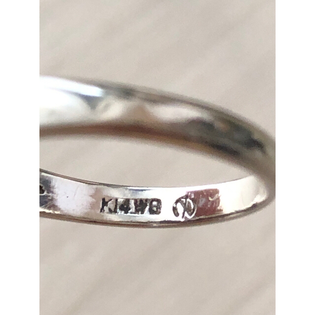 ヴィンテージ　K14WG 一粒ルビー　ダイヤモンド　リング　10号 レディースのアクセサリー(リング(指輪))の商品写真