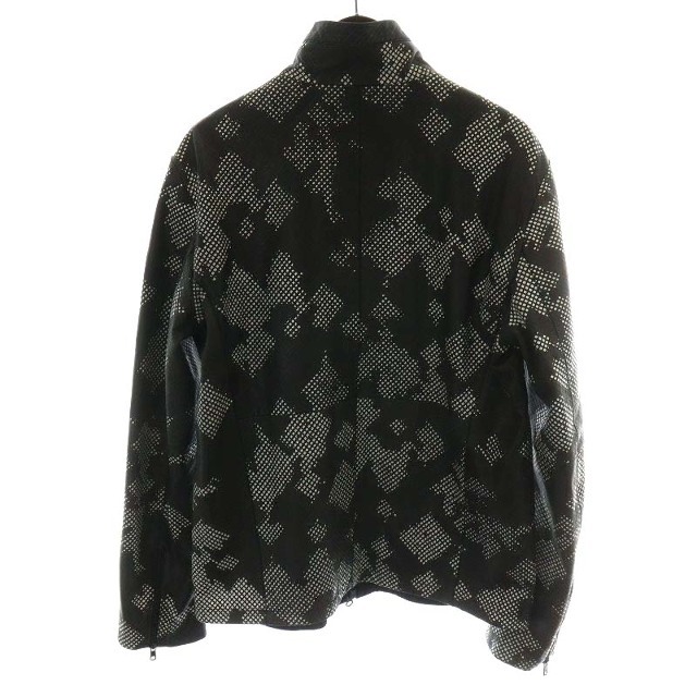 Emporio Armani(エンポリオアルマーニ)のエンポリオアルマーニ ライダースジャケット レザージャケット 52 L 黒 白 メンズのジャケット/アウター(ライダースジャケット)の商品写真