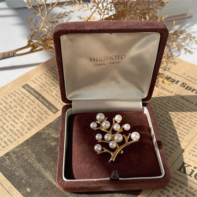 送関込 K14 MIKIMOTO ミキモトアコヤパール 幸福の木 ブローチ - 通販