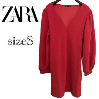 ザラ(ZARA)のZARA  ワンピース Sサイズ 赤(ミニワンピース)