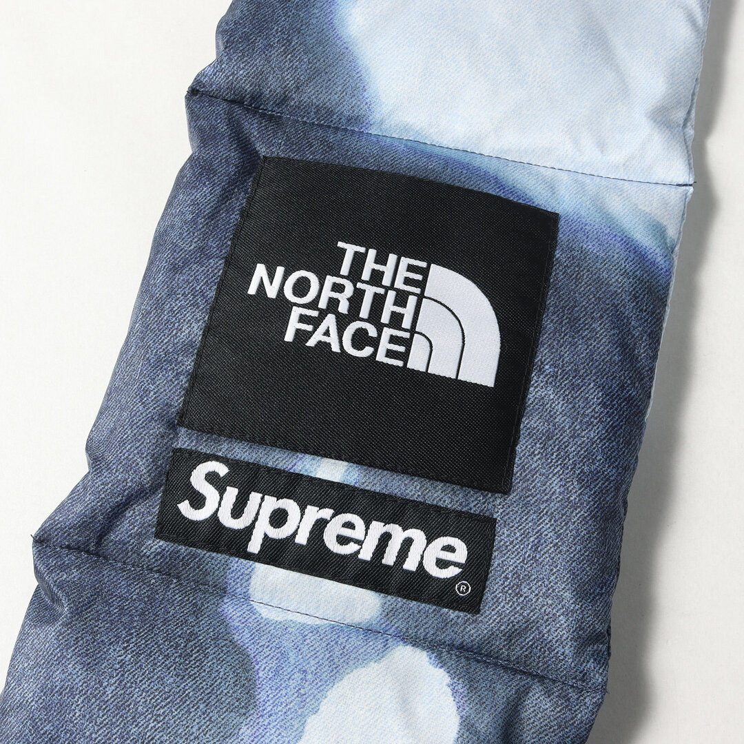 Supreme シュプリーム THE NORTH FACE ノースフェイス ブリーチド デニム ダウンスカーフ マフラー Bleached Denim Print 700-Fill Scarf 21AW インディゴ ブルー【メンズ】