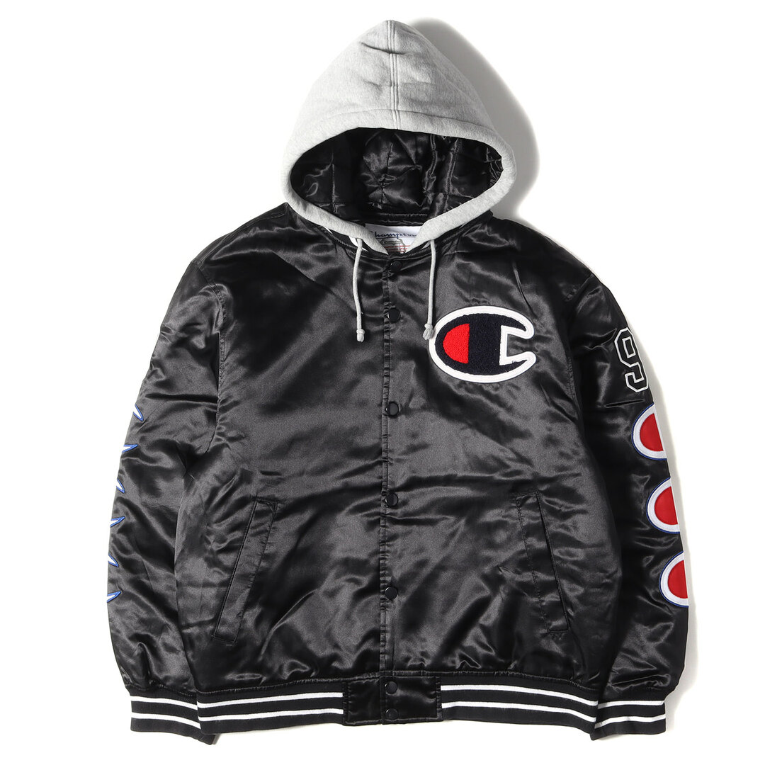 Supreme シュプリーム Champion チャンピオン ジャケット サテン バーシティジャケット スタジャン Hooded Satin Varsity Jacket ブラック 黒 S アウター ブルゾン コラボ  【メンズ】