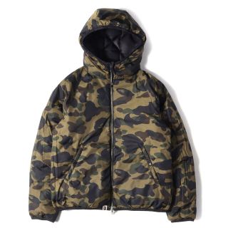 アベイシングエイプ(A BATHING APE)のA BATHING APE ア ベイシング エイプ ジャケット 1stカモ リバーシブル キルティング ダウンジャケット グリーンカモ ブラック 迷彩 M アウター ブルゾン 【メンズ】【中古】(ダウンジャケット)