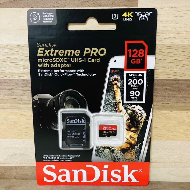 SanDisk(サンディスク)のNEW! マイクロSDカード 128GB Extreme PRO スマホ/家電/カメラのPC/タブレット(PC周辺機器)の商品写真