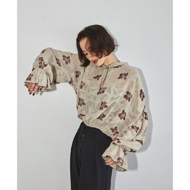 【美品】TODAYFUL Cut Jacquard Gather Blouse