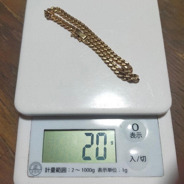 品質保証書あり【20g】k18喜平ブレスレット。2面シングル。