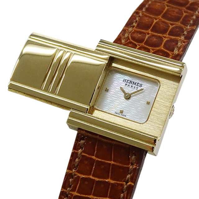 特売 グリザード  時計 エルメス - Hermes シェル GL1.285 レザー 750YG 腕時計
