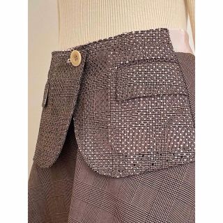 希少】sacai サカイ 金ボタン ウール グレンチェック Aラインスカート