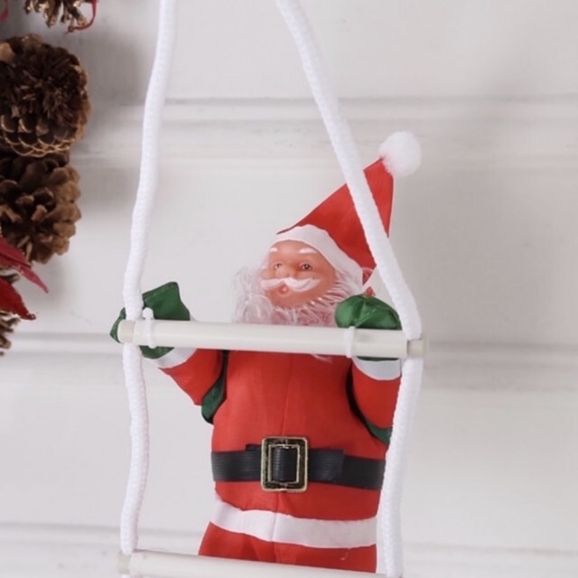 クリスマス ツリー 飾り 1人 はしご サンタクロース ぬいぐるみ オーナメント