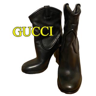 グッチ(Gucci)の★GUCCI★美品 グッチ ショートブーツ ブラック 本革 美脚 35.5 (ブーツ)