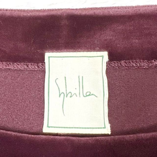 Sybilla シビラ ロングワンピース ベロア ワインレッド 無地 7分丈