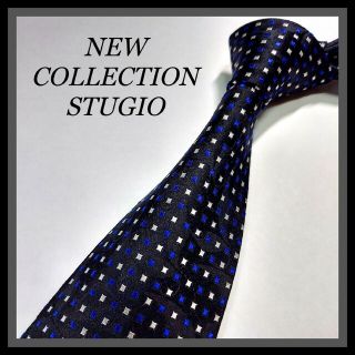 40【NEW COLLECTION STUGIO】ネクタイ  黒×白×青(ネクタイ)