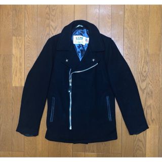美品 Schott 769N ライダースPコート 34 黒 銀 ライダースコート-