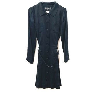 CHANEL シェルボタン ロゴ ネイビーワンピース 値段が激安 39520円 www