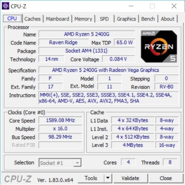 Ryzen5  2400g 動作品 1