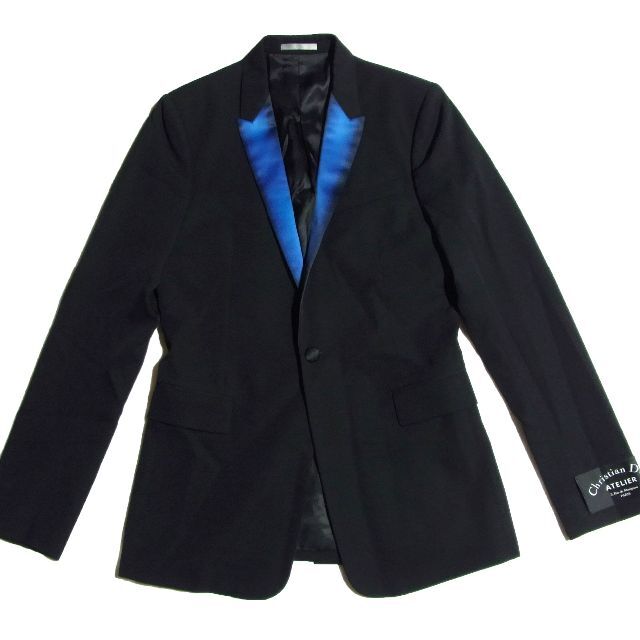 DIOR HOMME(ディオールオム)のディオールオム アトリエ ブルーラペル スモーキング ジャケット 46 ブラック メンズのジャケット/アウター(テーラードジャケット)の商品写真