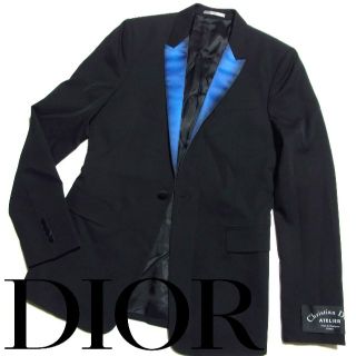 ディオールオム(DIOR HOMME)のディオールオム アトリエ ブルーラペル スモーキング ジャケット 46 ブラック(テーラードジャケット)