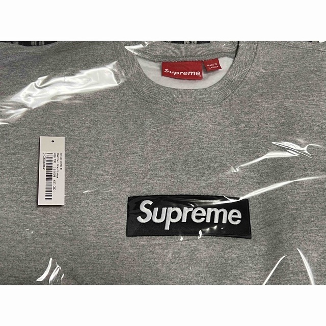 supreme ボックスロゴ クルーネック L グレー