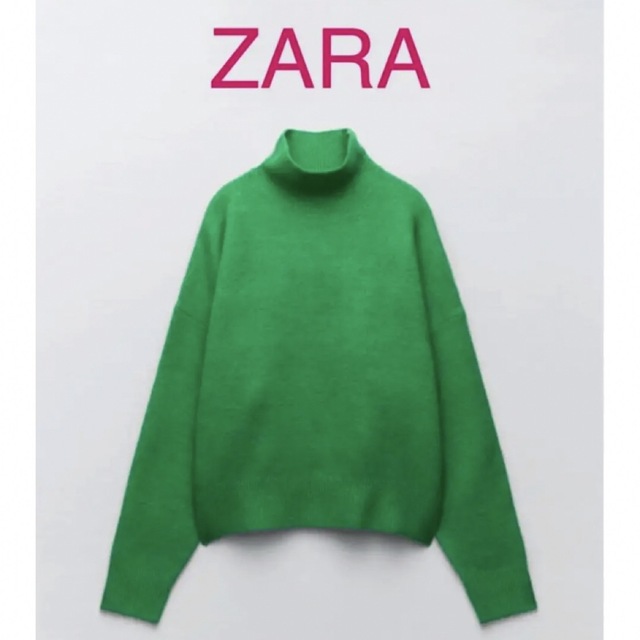 ZARA(ザラ)の新品 ZARA ザラ ハイネックニットセーター グリーン 緑 XL レディースのトップス(ニット/セーター)の商品写真