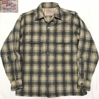 Levi's - 50s LEVI'S De Luxe チェック ウール シャツ 生成 灰 XSの ...