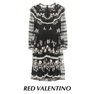 レッドヴァレンティノ(RED VALENTINO)の着用3時間程　RED VALENTINO  レース刺繍ワンピース　38サイズ(ひざ丈ワンピース)