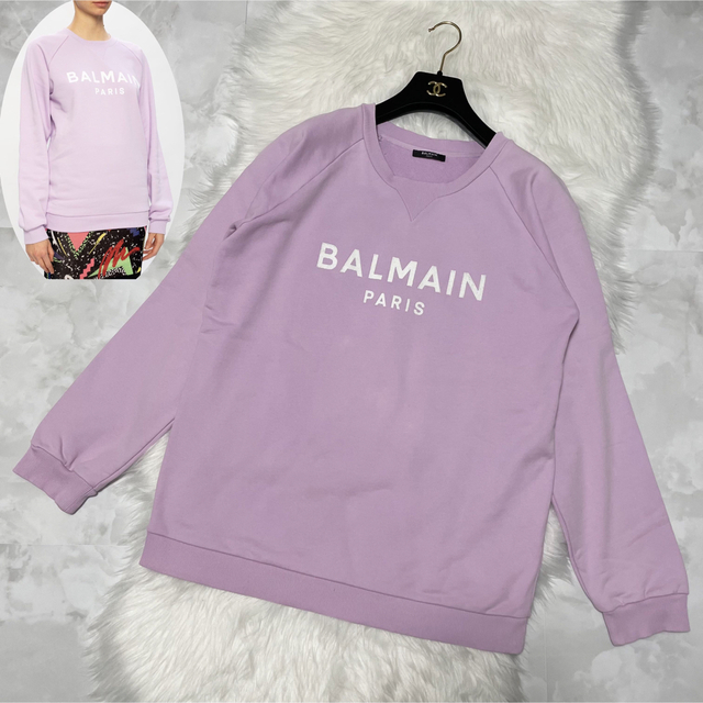 BALMAIN - 本物 バルマン スウェット トレーナー XL ピンクパープル系