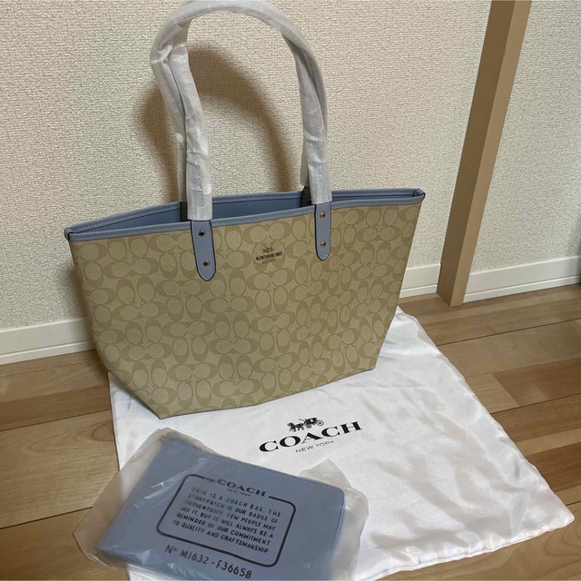 コーチ COACH リバーシブル トートバッグ 人気のポーチ付き 新品 未