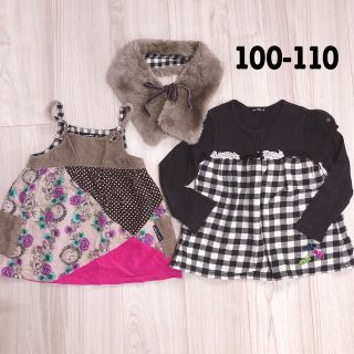 ラグマート(RAG MART)の100〜110 秋冬女の子服　3点セット　チュニック　ワンピ　ティペット(ワンピース)