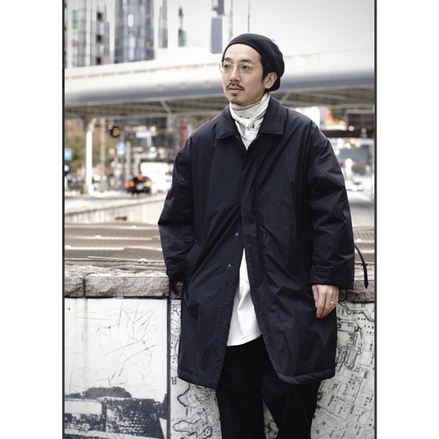 フードフードなしSHEEN NYLON BAL COLLAR COAT